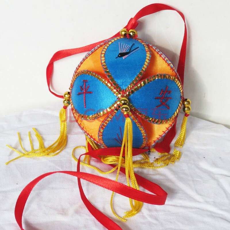 8cm绣球广西特产壮族特色纯手工民族工艺品刺绣绣球女 8cm蓝色