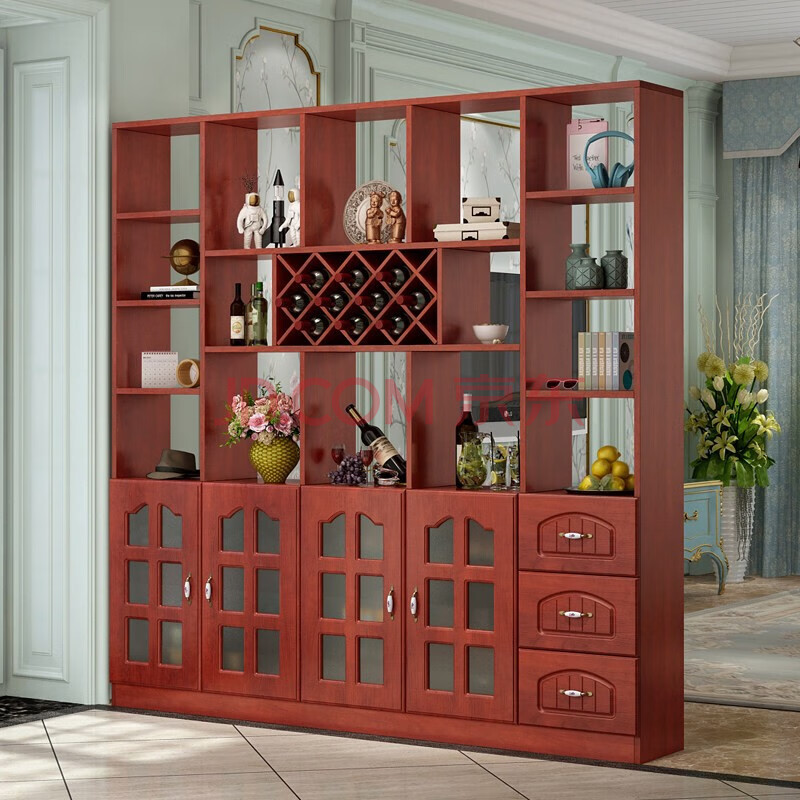 卓禧 酒柜玄关柜隔断柜客厅门厅柜现代简约家用屏风柜子 红苹果色玻璃