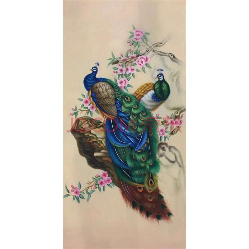 黄欣雨《富贵孔雀》 布面油画