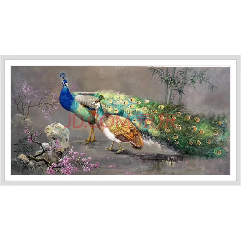 黄欣雨《富贵孔雀》纯手工绘画 客厅 高档布面油画