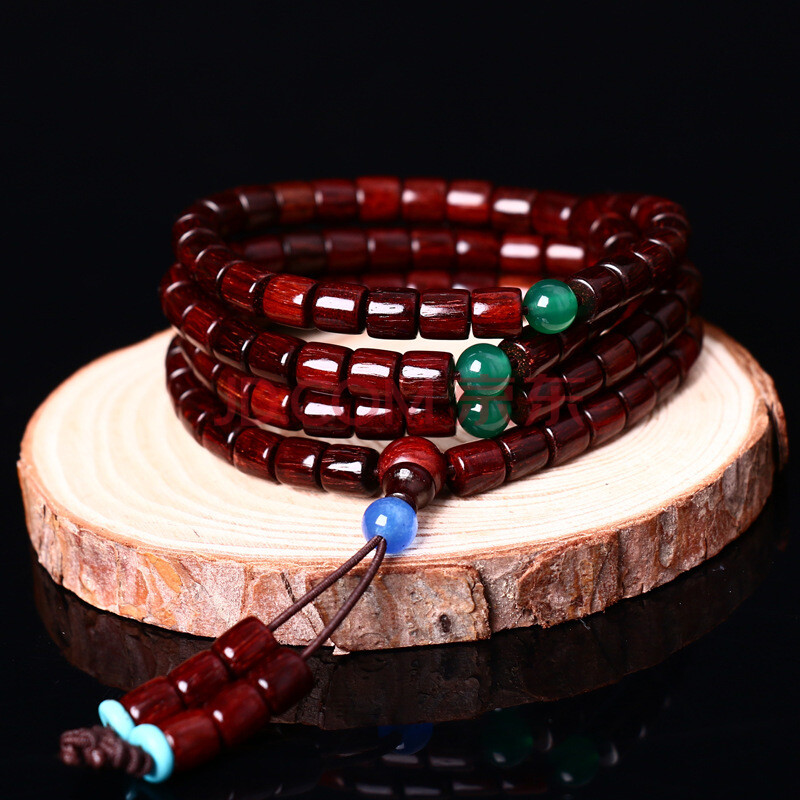 小叶紫檀桶珠 时尚男款文玩紫檀佛珠手串 桶珠6mm手链