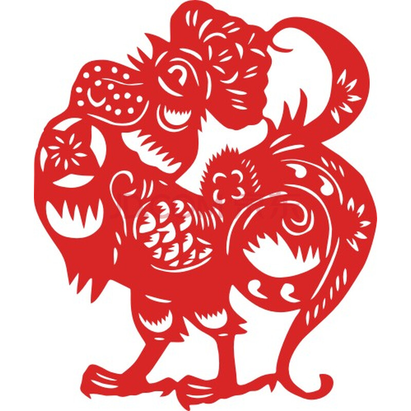 水月镜花 大公鸡 剪纸窗花春节新年剪纸福字贴纸窗贴门贴 dw156 40cm