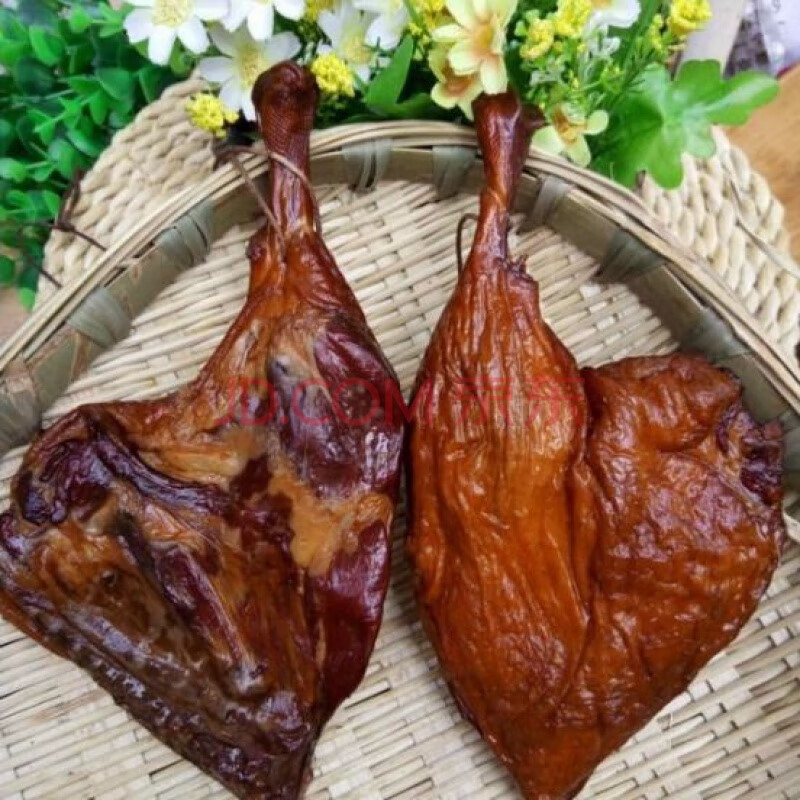 大只烟熏腊鸭腿湖南特产农家自制腊味腊肉板鸭咸鸭腿肉 5只腊鸭腿