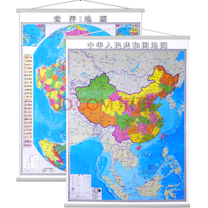 【高清防水】2020年新 中国地图 世界地图 09*11米 竖版办公挂图