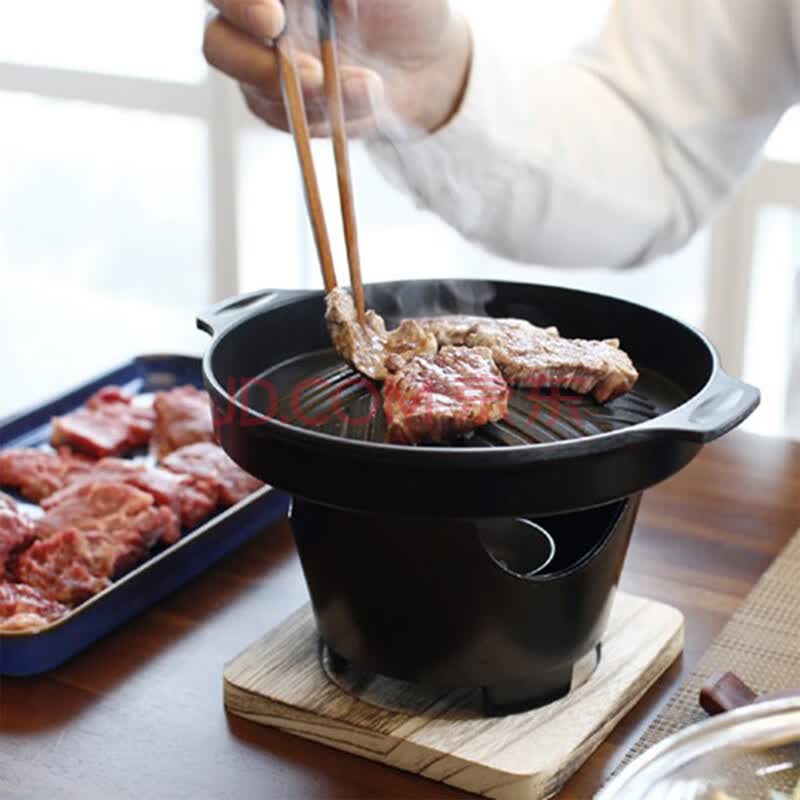 韩国不沾烤肉锅一人食多功能无烟迷你烧烤炉bbq料理盘 烤盘炉