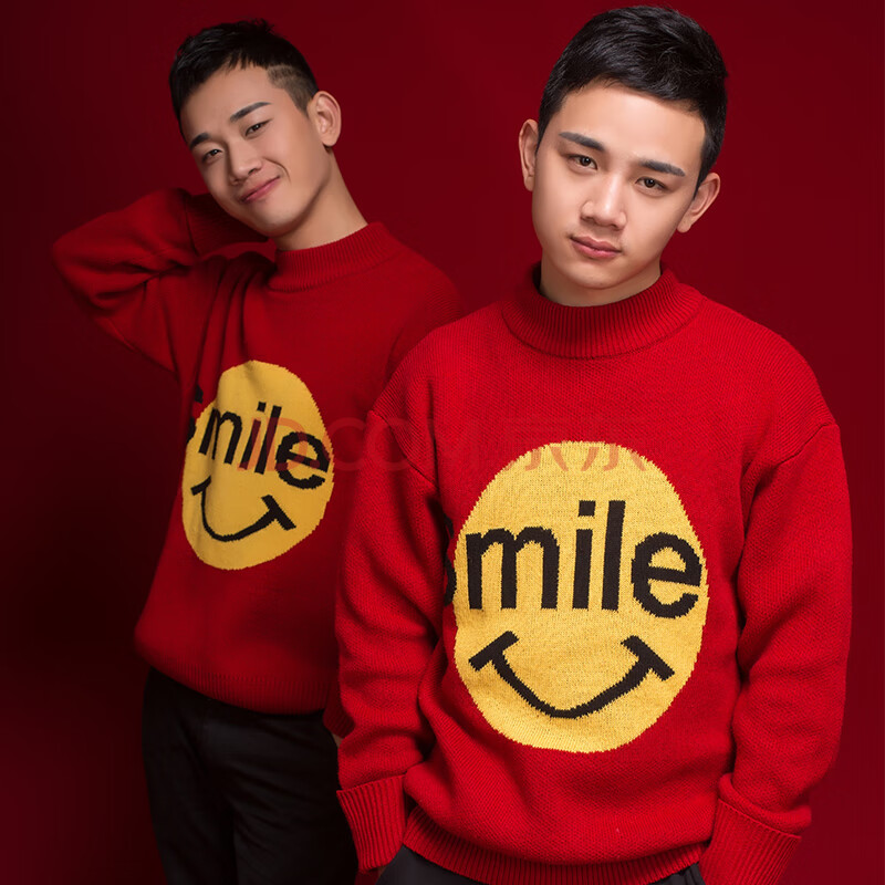 笑脸毛衣 双胞胎兄弟男装 2019春新年笑脸毛衣ins红人男女情侣同款gp