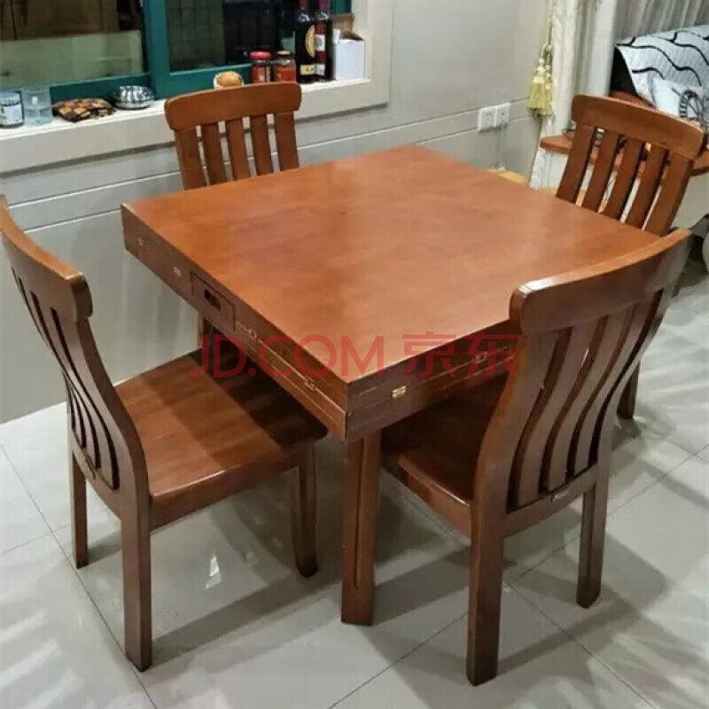 2019新款餐桌方变圆实木实木折叠餐桌椅组合四方桌子变圆桌1.