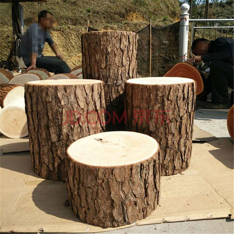 齐鲁铭鑫 松木墩子 原木墩 树桩木桩凳 树墩凳 根雕茶几凳坐墩实木