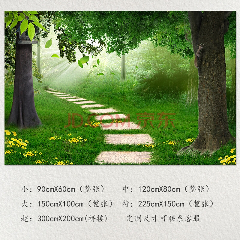 定制自粘仿真风景山水树林森林壁画纸3d卧室客厅背景装饰墙贴画 款式1