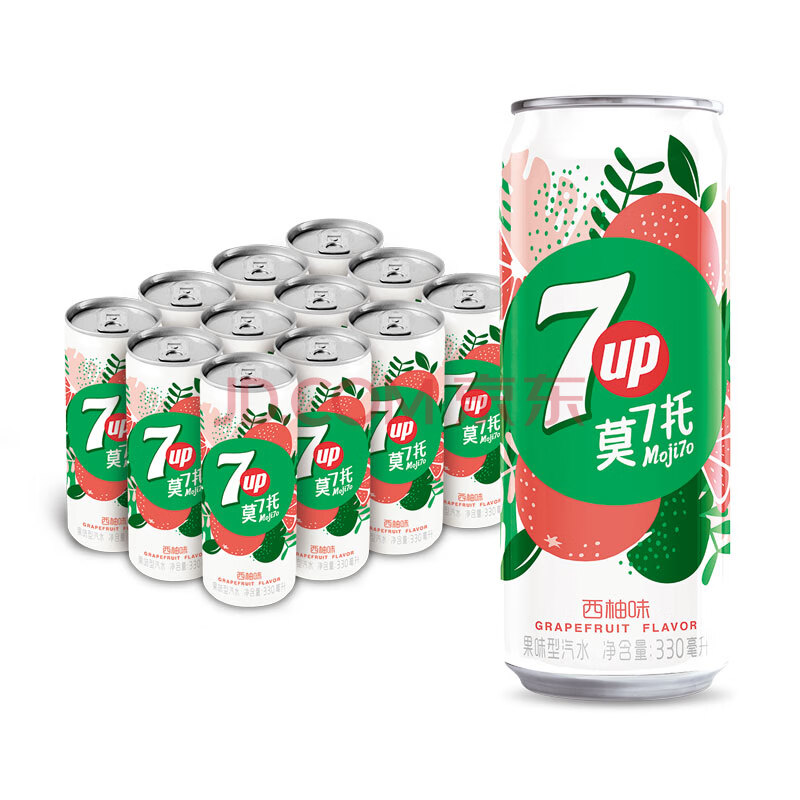 七喜可乐 7up 莫七托细长罐 西柚味 汽水 碳酸饮料 330ml*12罐 整箱装