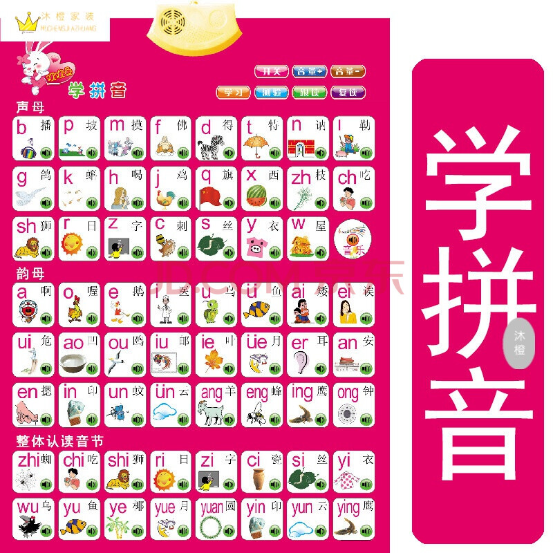 学汉语拼音英语字母表26个英文有声挂图发音拼音声母韵母整体认读音节