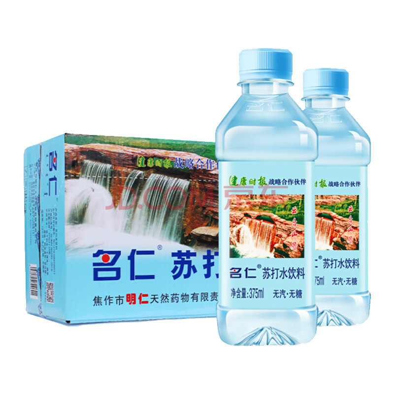 名仁 苏打水 弱碱性饮用水 无糖饮料 375ml*24瓶/箱