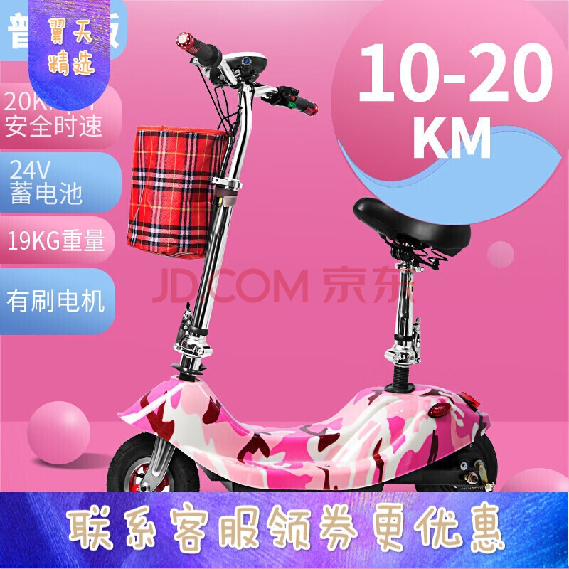 skytop小海豚电瓶车迷你小型电动车女性代步车成人折叠便携滑板车 24v