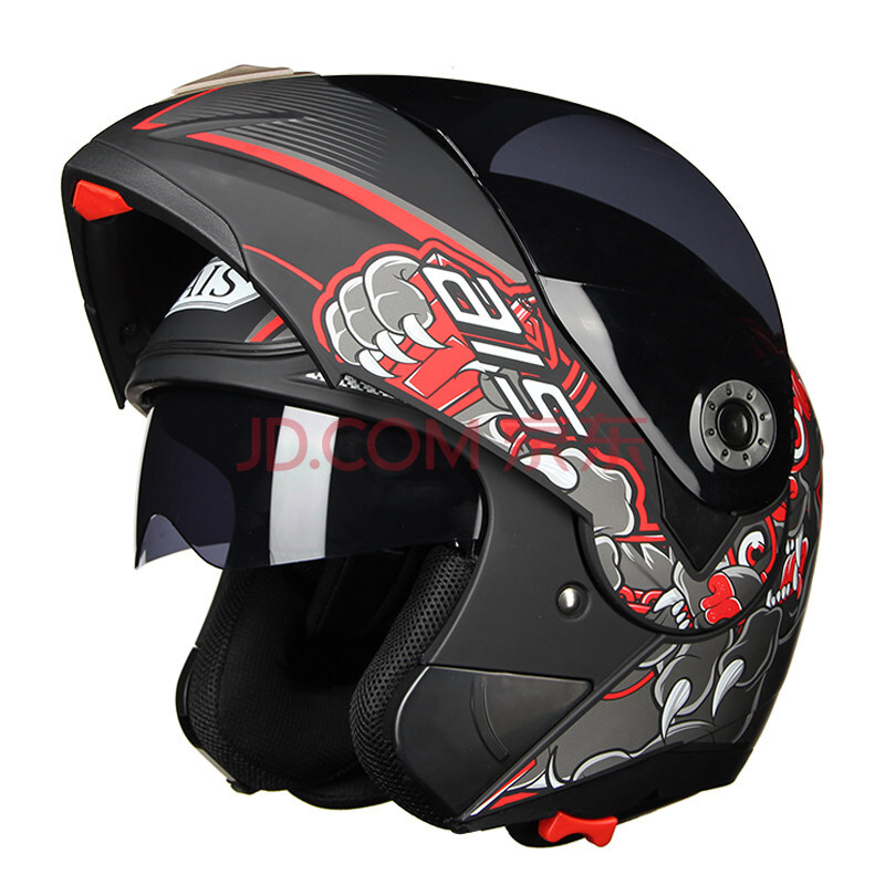 头盔男摩托车全盔覆式四季电动女安全帽带蓝牙机车个性酷冬季 二代红