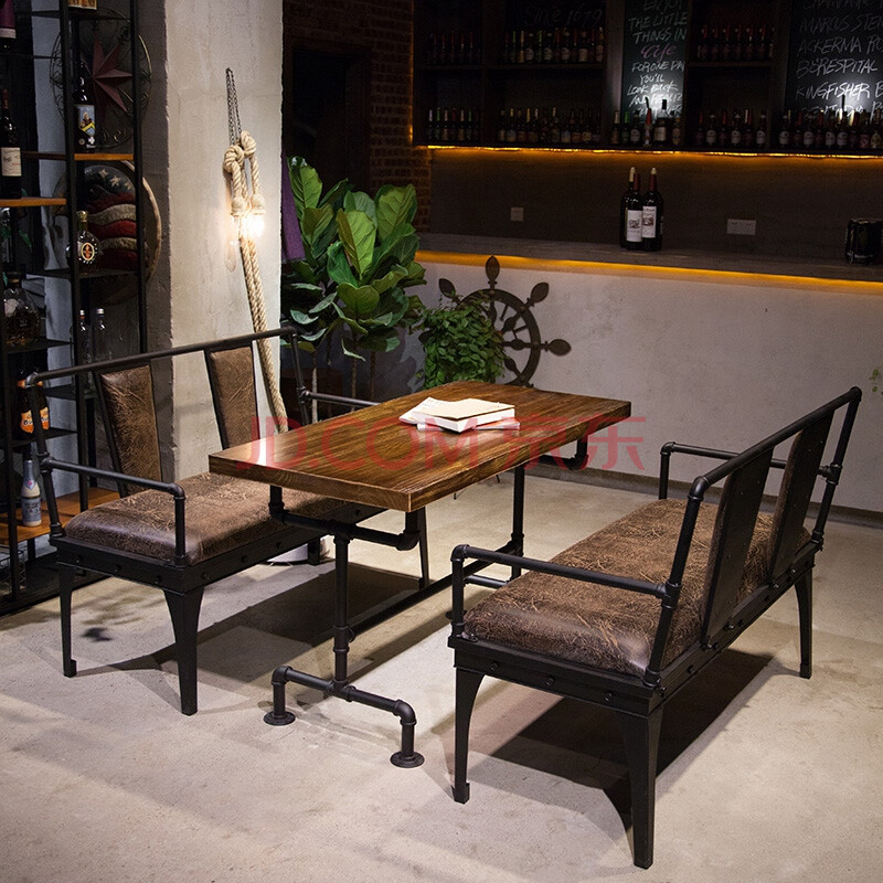 柒玥景 工业风复古铁艺沙发 美式做旧咖啡厅酒吧沙发西餐厅卡座桌椅