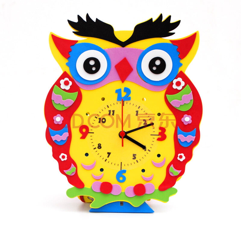 手工钟表材料小学生自制时钟手工制作儿童学习创意配件 猫头鹰(时钟款