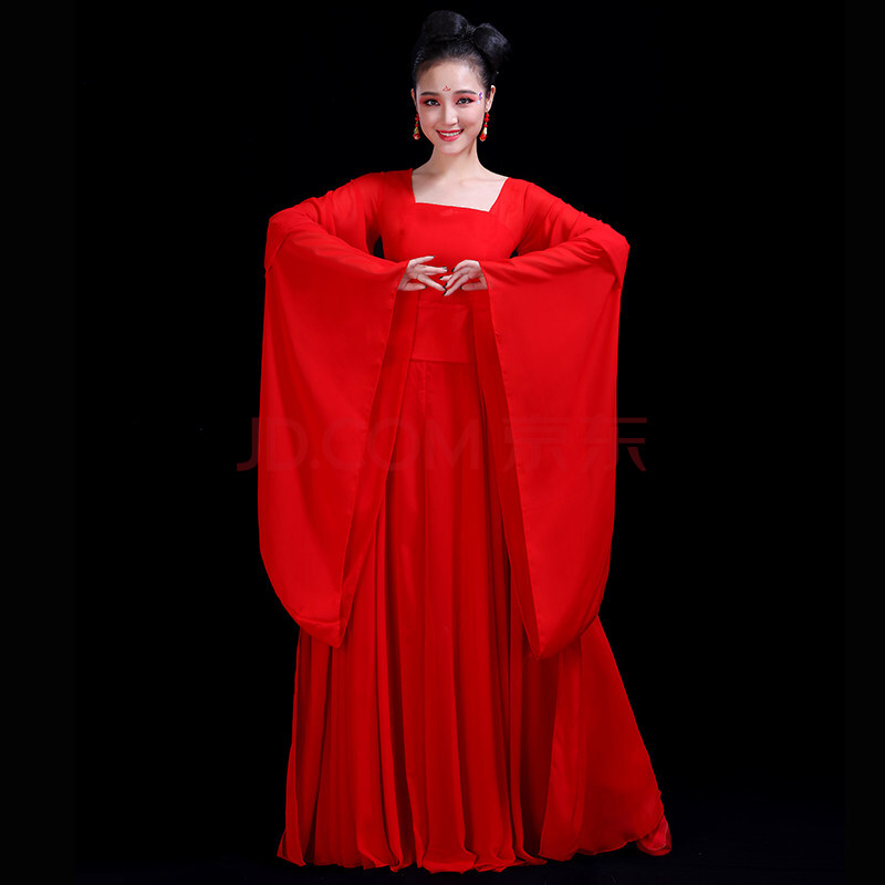 舞演出服女飘逸中国风大鱼海棠舞蹈服装仙女纱衣襦裙古装汉服576 红色