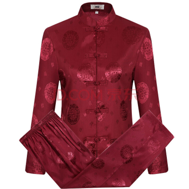 袖唐装男女春季爷爷奶奶套装中国风老人生日祝寿衣服 福字套装女红色