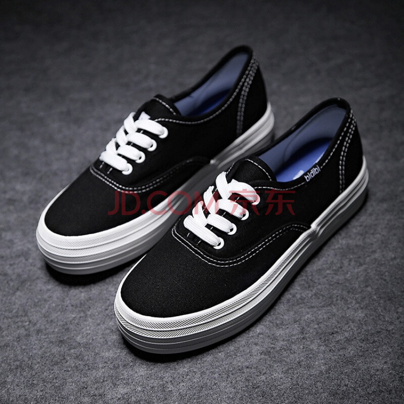 郑秀晶同款小白鞋女厚底帆布鞋女学生增高鞋休闲鞋女 黑色 39