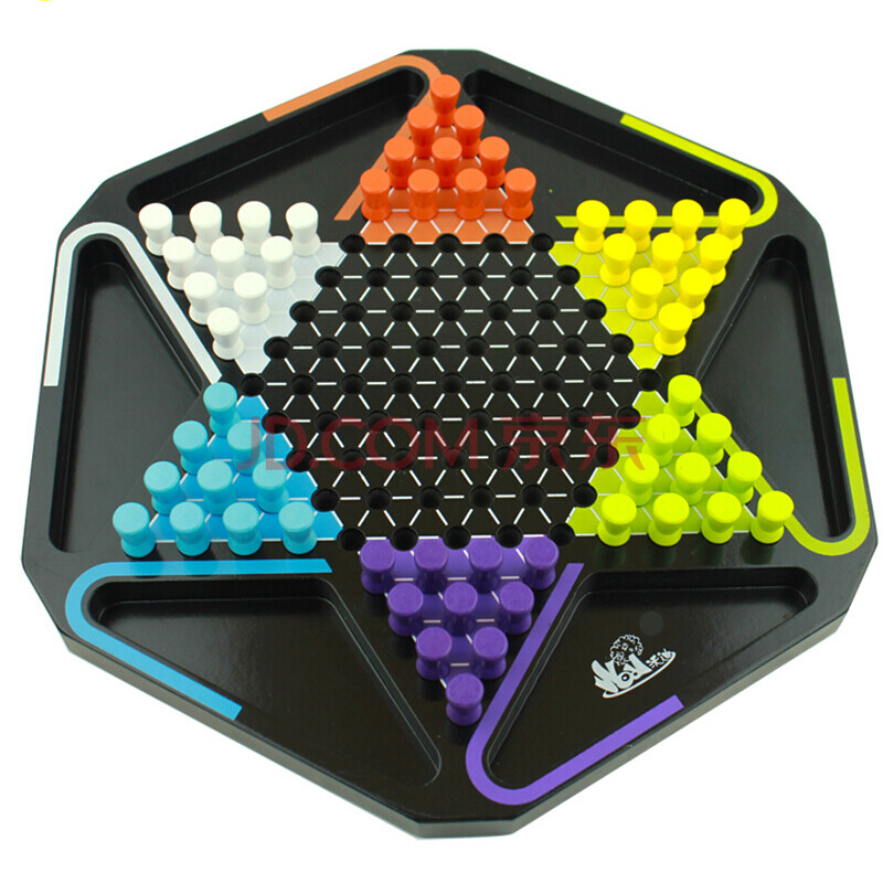 跳棋大号木制 儿童玩具游戏棋 木质桌面六角跳跳棋 魅力黑 直径32cm