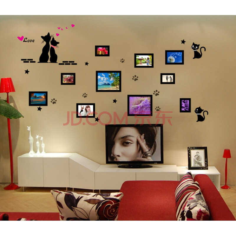 贴婚房房间卧室床头墙壁装饰恩爱相片背景墙纸贴恋爱相册温馨海报贴画