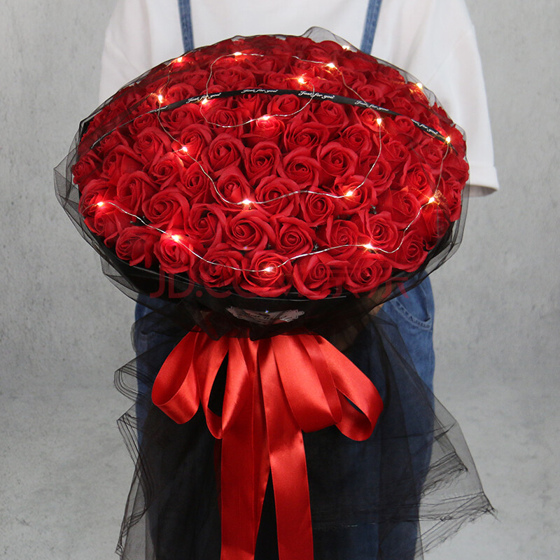 玫瑰花束求婚教师节礼情人节七夕礼物送女友生日表白仿真假花肥香皂花