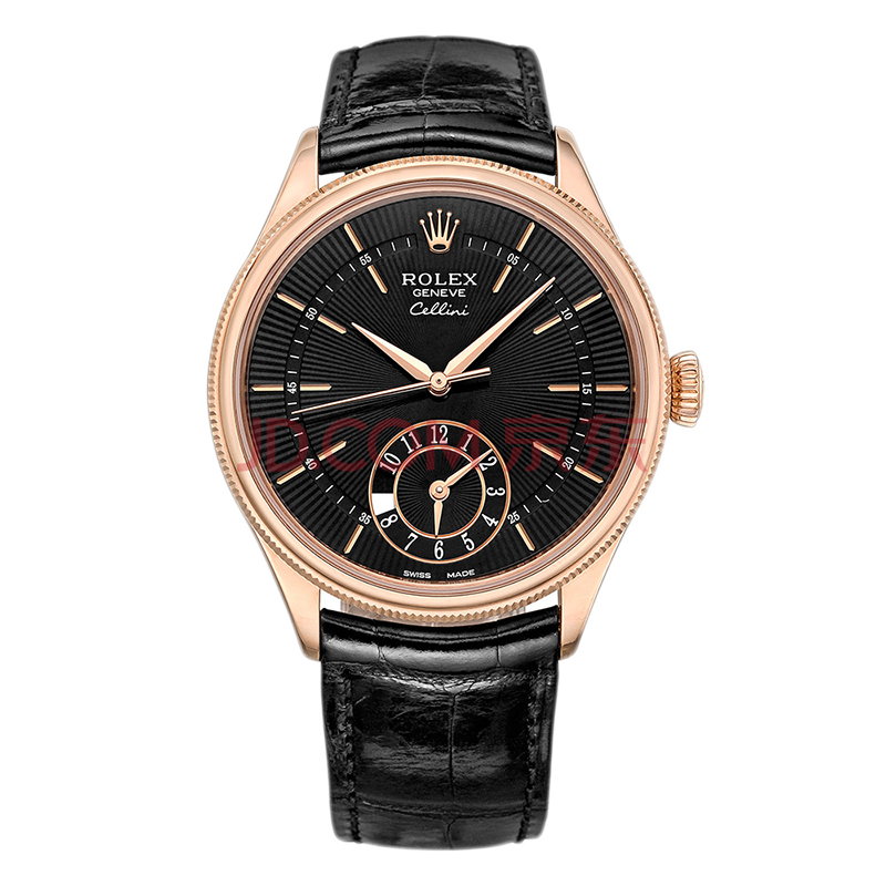 【二手95新】rolex 劳力士切利尼系列18k玫瑰金自动机械黑面手表男表m