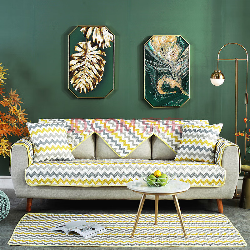 沙发垫沙发垫套北欧ins简约皮几何图案四季通用布艺坐垫沙发套罩客厅