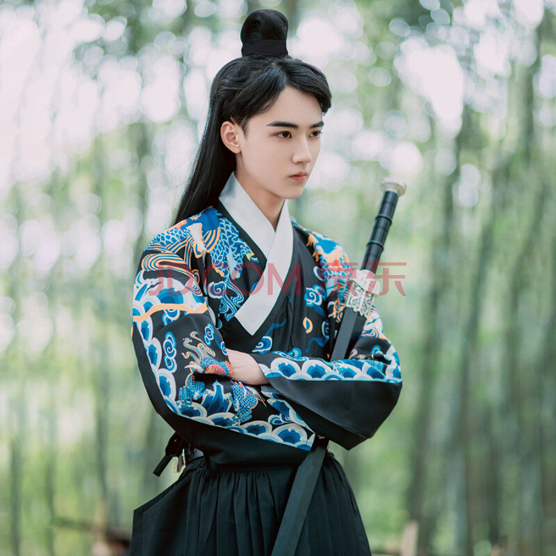 南雅集 谒金台 原创汉服明制飞鱼服曳撒射箭装麒麟箭袖 深蓝 160