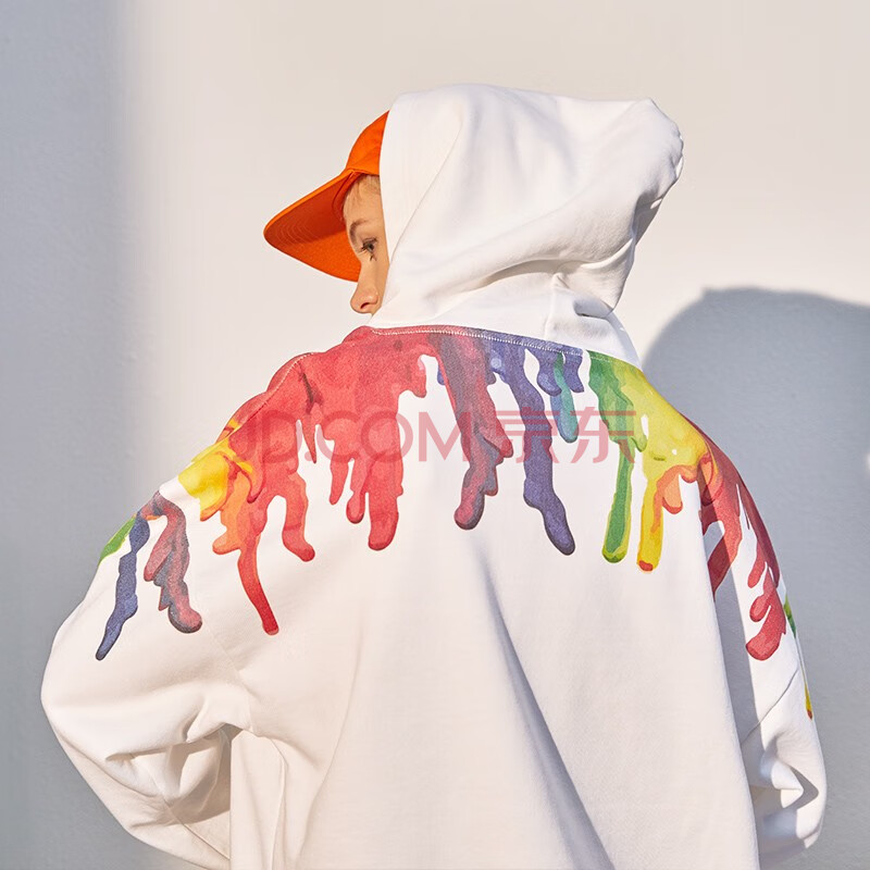 bloodhickey国潮 owx秋冬款油漆滴落卫衣男女情侣装外套印花连帽宽松