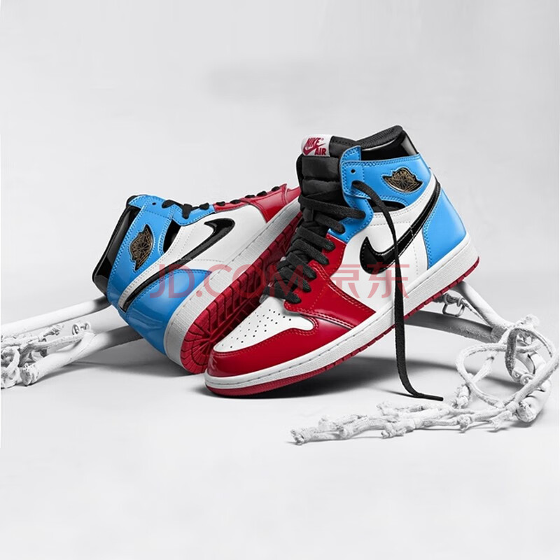 high og aj1红钩黑脚趾男子运动鞋高帮篮球鞋 ck5666-100红蓝拼接警灯