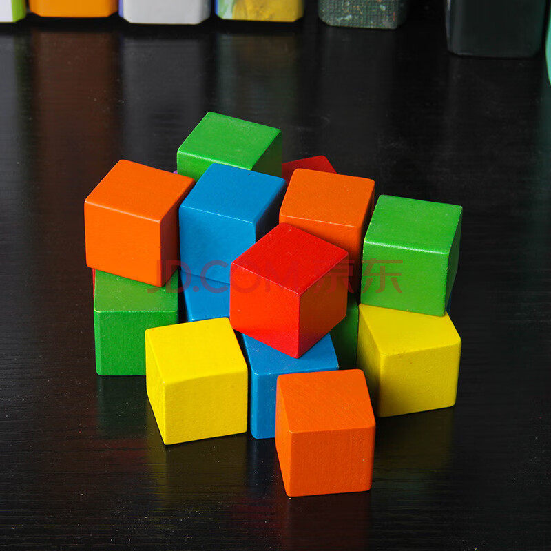 正方体积木数学教具小立方体木块形状木头方块儿童幼儿园玩具 50粒2