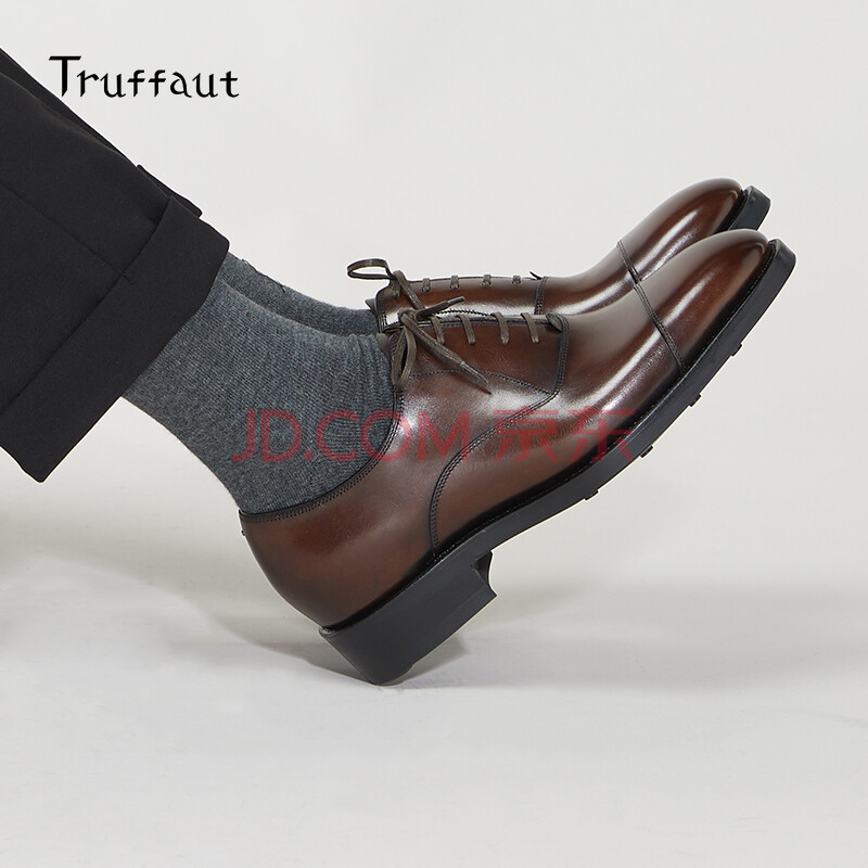 特吕弗(truffaut)商务皮鞋男固特异牛津鞋真皮军鞋咖啡色轻奢新品记忆