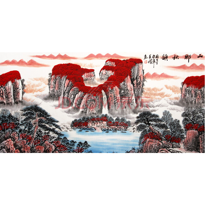 活画泰斗 国礼艺术家 吴增《山乡秋韵》 夜现八卦 124