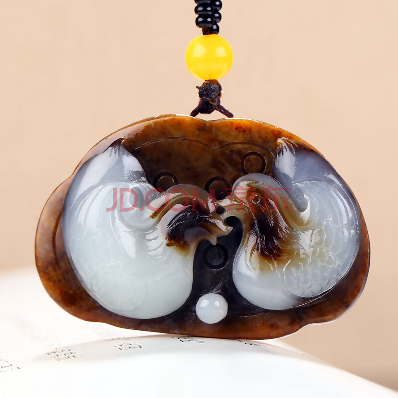 和田玉鸳鸯双对挂件 48.43克 镇平县玉器厂