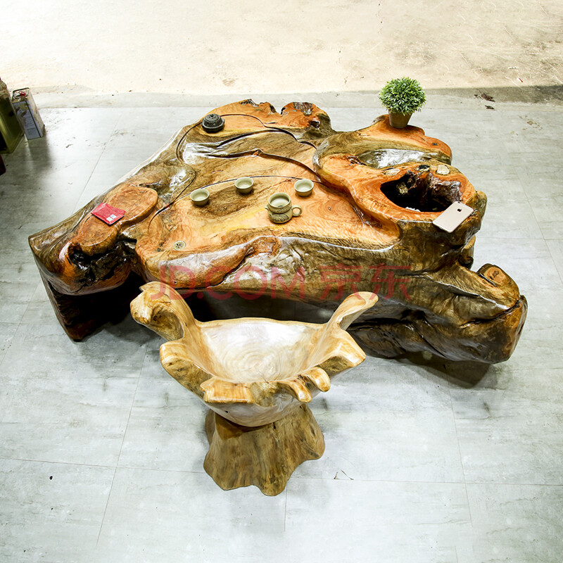 龙眼木 天然整体 随形艺术茶桌 180-93-60cm