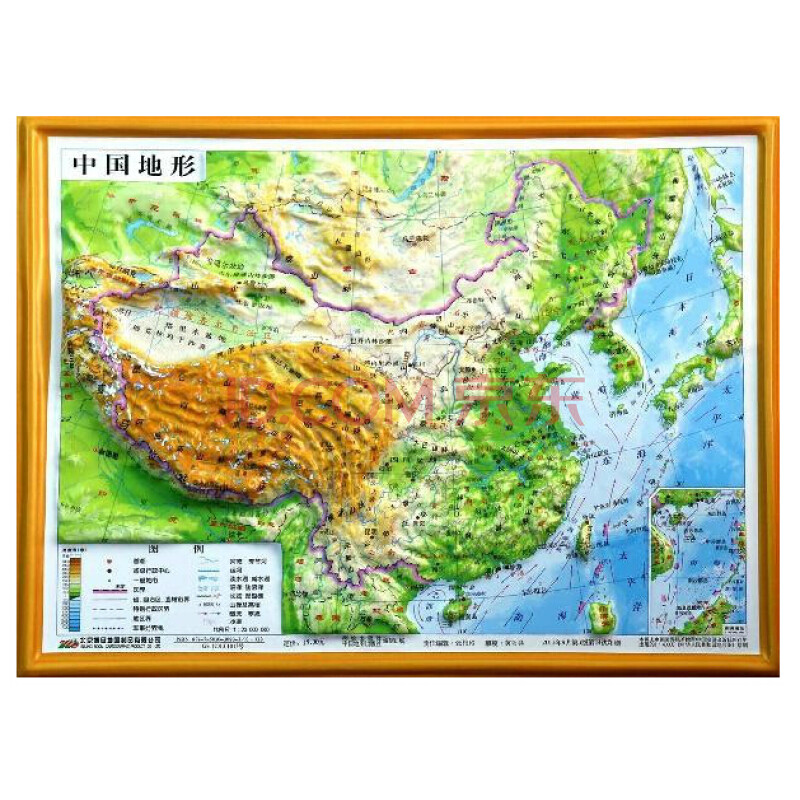 旅游/地图 中国地图 2019中国地形图16开立体凹凸立体地形图 29x21