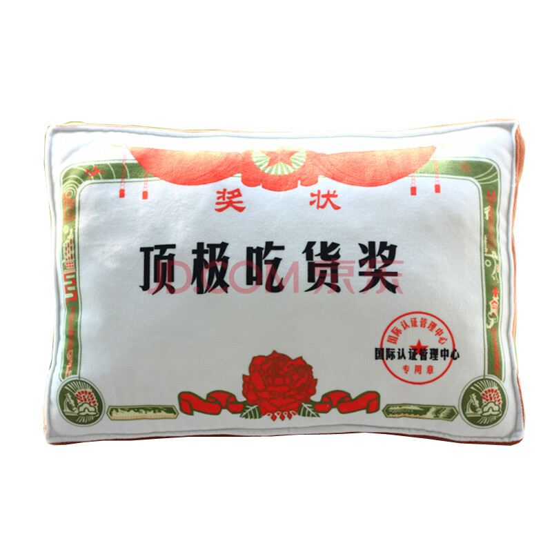 奖状毛绒靠垫空调被卡通抱枕被子两用好爸爸父亲节儿童节礼物 吃货奖
