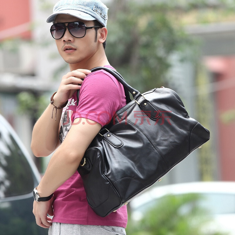 男士黑色手提休闲复古潮包黑色百搭韩版男pu皮包单肩包斜挎包手拎包