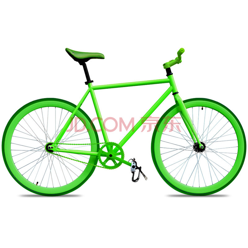 倒刹型700c碳钢车架40高刀圈彩色场地车学生倒单车自行车 荧光绿 48cm