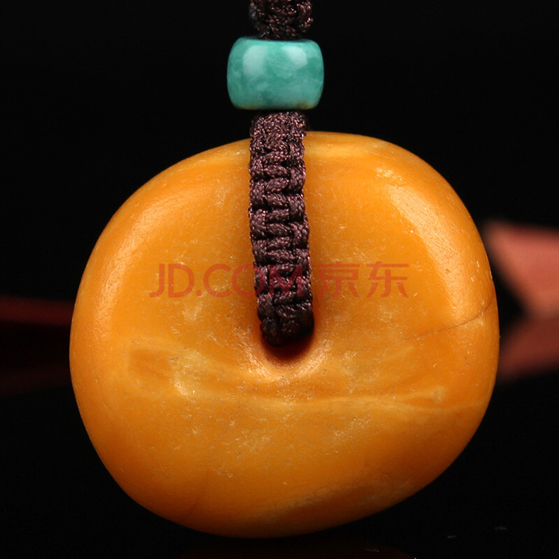 古董蜡老蜜蜡平安扣吊坠 重量16.34g(含绳)