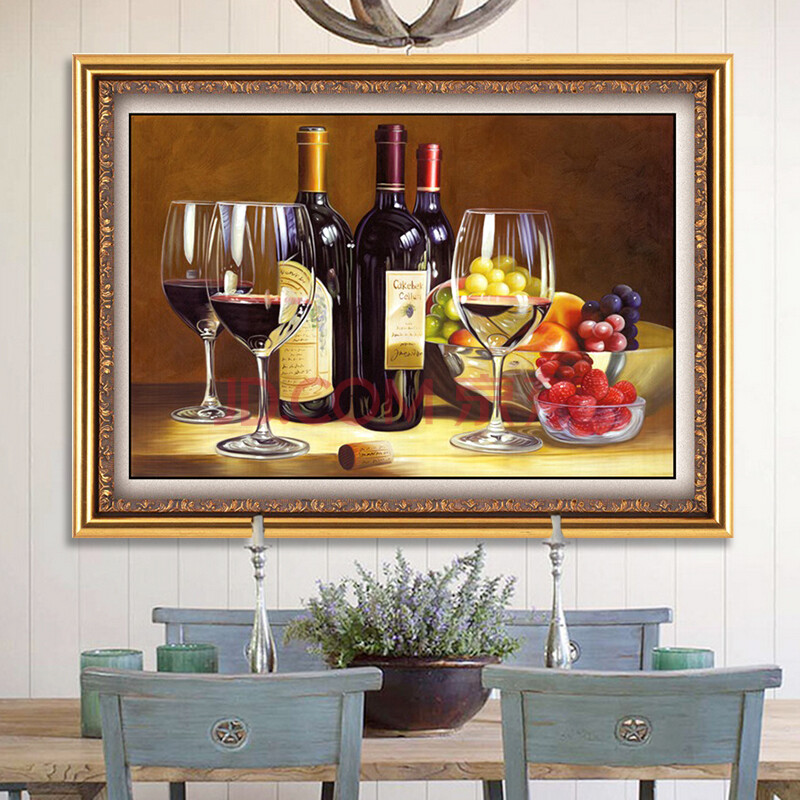 初艺 新款5d魔方钻石画客厅茶楼厨房餐厅葡萄美酒果香酒杯红酒砖石秀