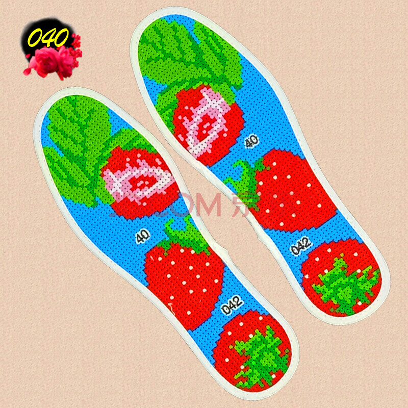 棉针孔刺绣十字绣鞋垫手工制作半成品卡通图案新款绣花男 黑色 草莓
