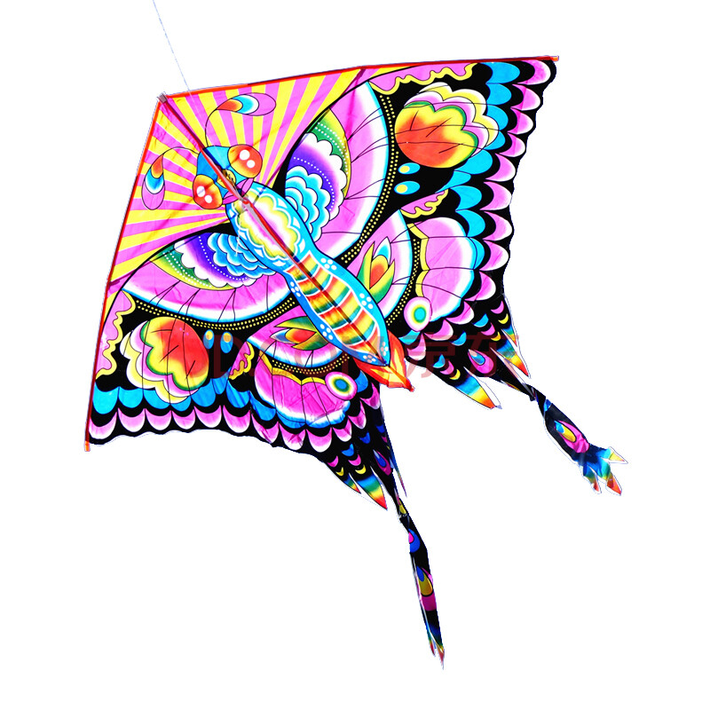 美美的大蓝花蝴蝶三角潍坊风筝现代三角风筝 蓝蝶 22自锁炫红黄500