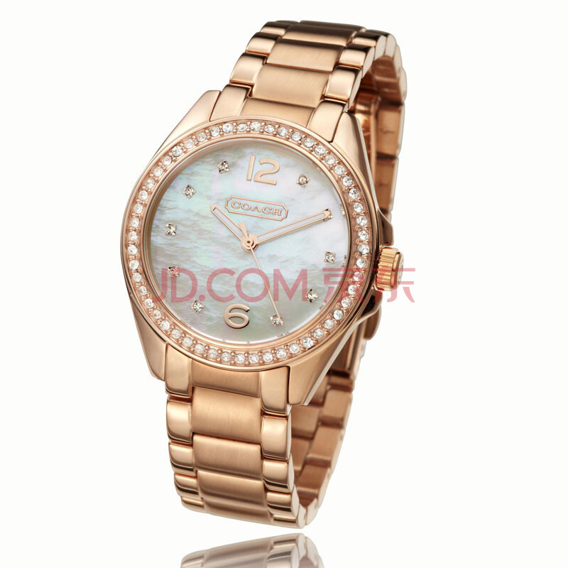 蔻驰 时尚镶钻石英女表 玫瑰金水晶钢带14501662