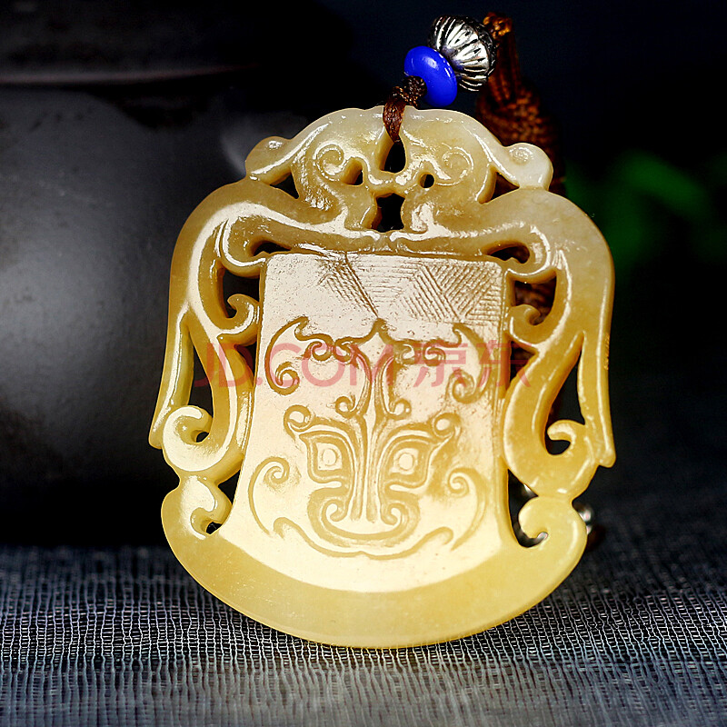 和田玉糖玉 双面仿古龙守护挂件 30.84克 璎珞家玉器