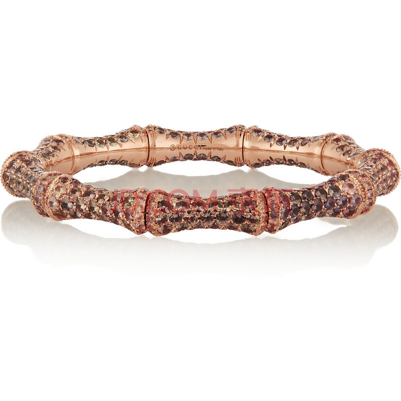 古奇/gucci 18k 玫瑰金蓝宝石竹节造型手镯 图片色