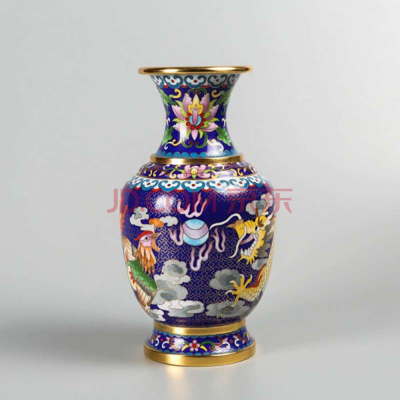 景泰蓝金龙瓶龙凤蓝地20.6*11cm 铜胎掐丝珐琅aa366704