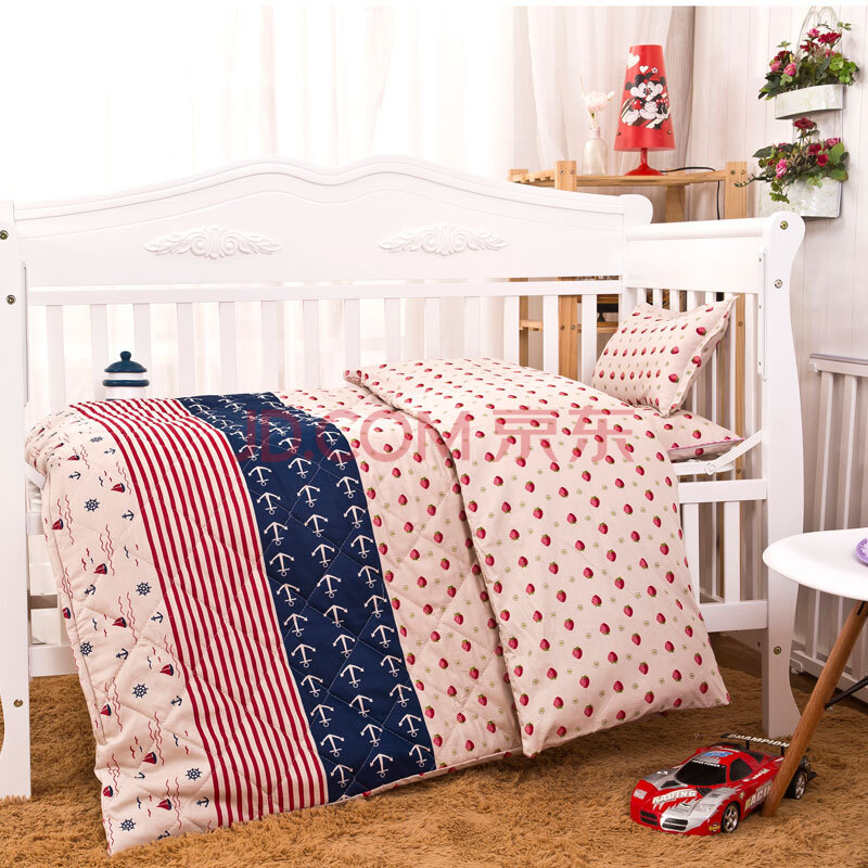 秋冬款纯棉保暖夹棉宝宝学生床品三件套儿童被褥枕头被子垫子三件套