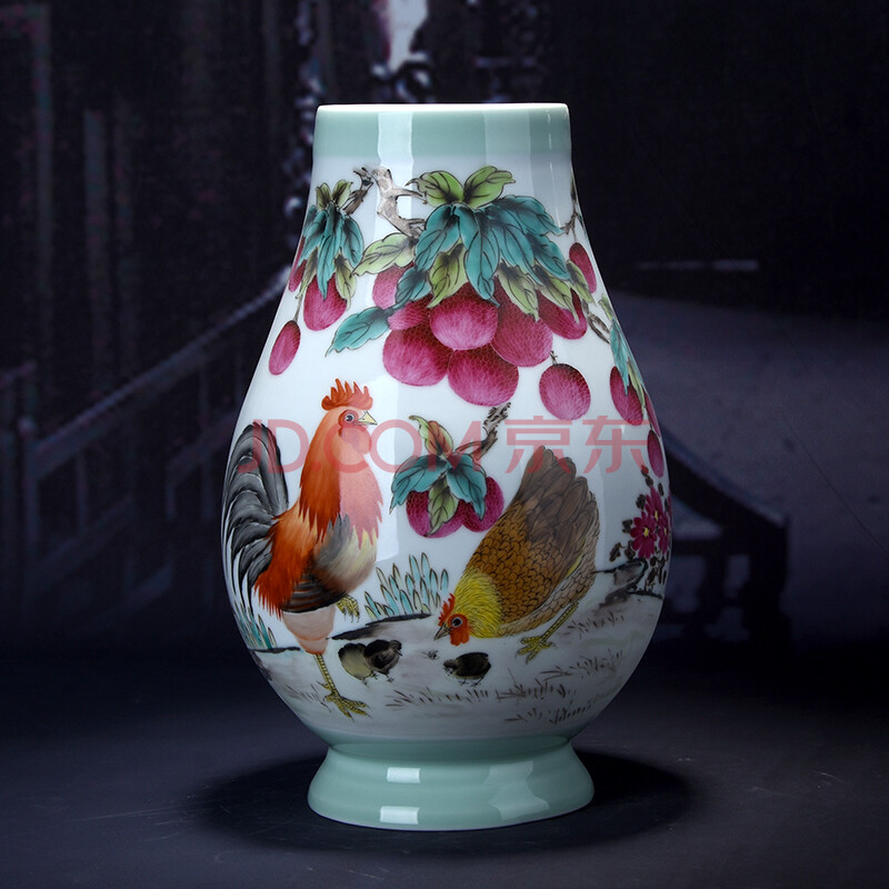 大吉大利 粉彩花瓶 景德镇臻品收藏 青年艺术家吴军作品